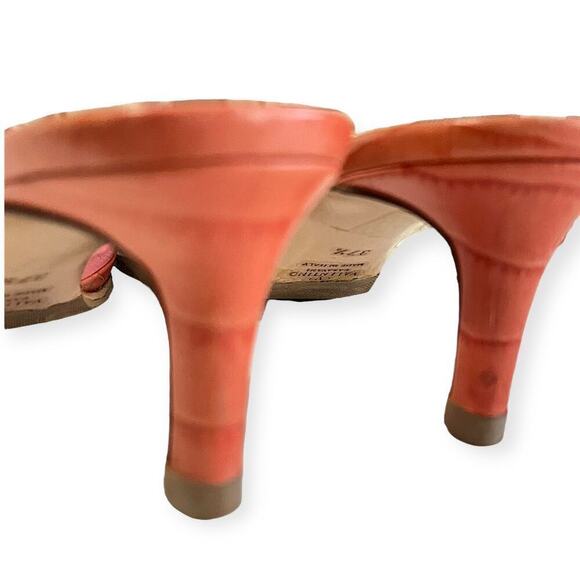 Valentino Embossed Leather Kitten Heels Mule Slides Pink Rose Size 37.5 / US 7.5 - Picture 12 of 15